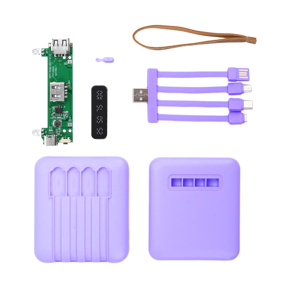 4-wire 3 Cells 18650 Battery Mobile Power Kits Self-wired Detachable DIY Charging Treasure Kit With LED Light Digital Display