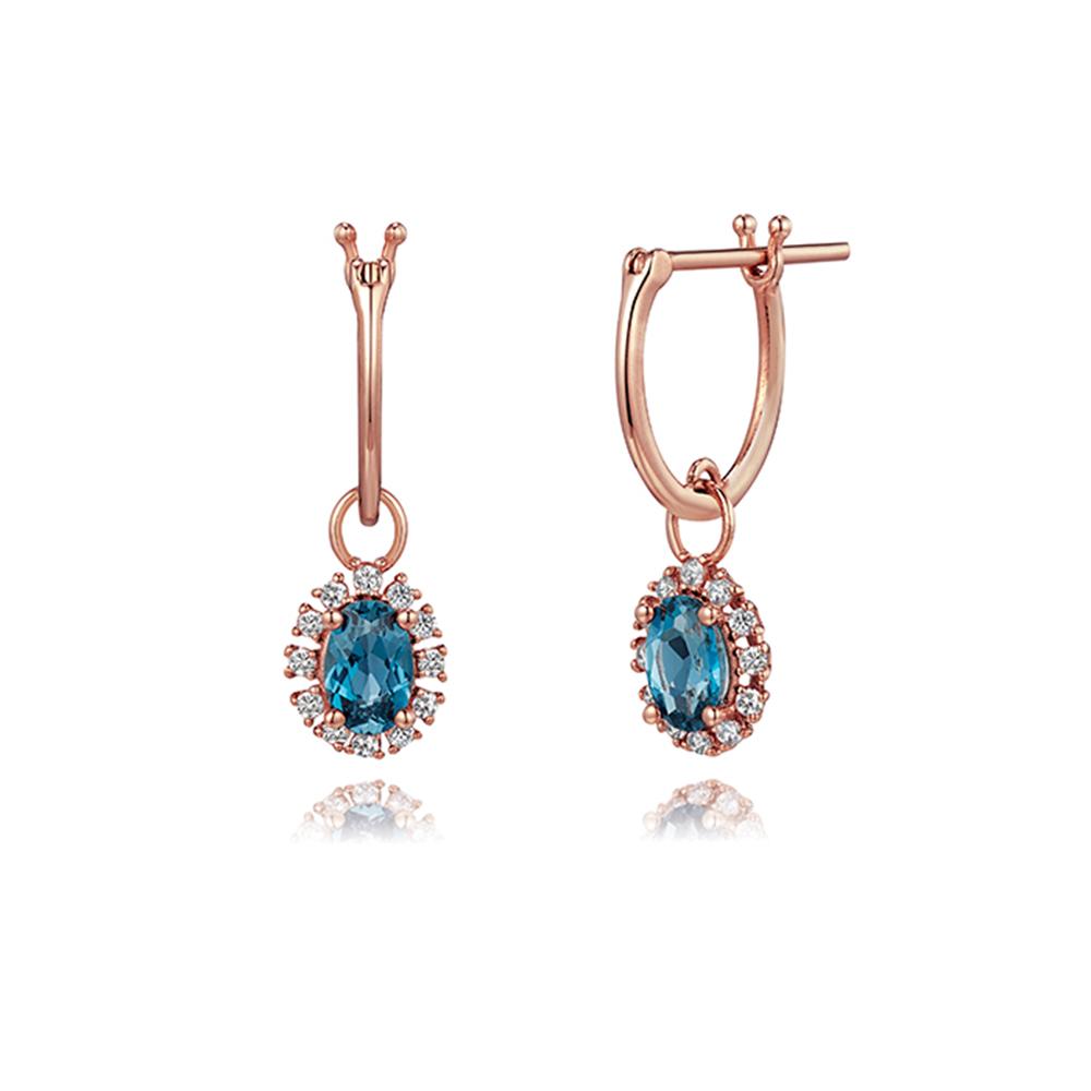 Roseedor Bluebell London Blue Topaz One-Touch Earrings_231610052