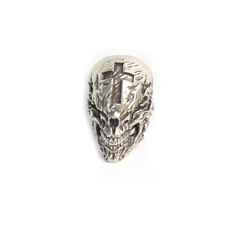 Kreuz Totenkopf Messing Messer Perlen EDC DIY Paracord gewebte Armbänder Lanyard Anhänger Zubehör Outdoor-Werkzeug Behänge Schmuckstücke