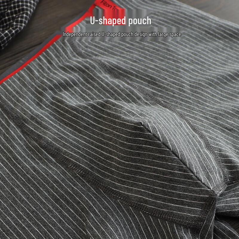 FitonTon Men's Antibacterial Mid-Waist Cotton Boxer Briefs 3-Pack