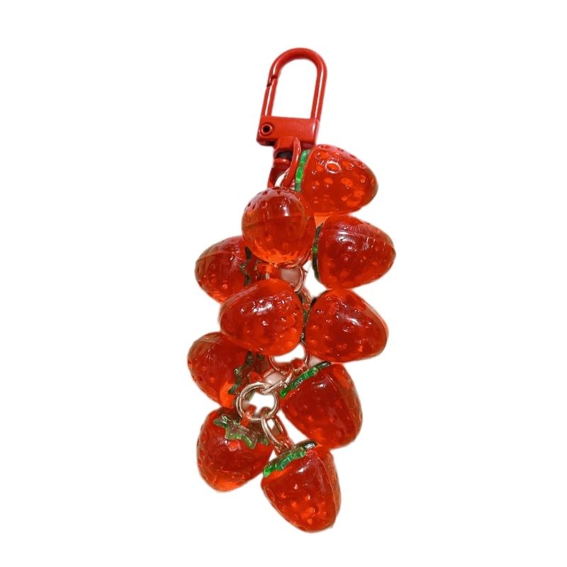Strawberry Pendant Keychain Delicate Fruit Pendant Keyring Mobile Phone Pendant Strap Lanyard DIY Backpack