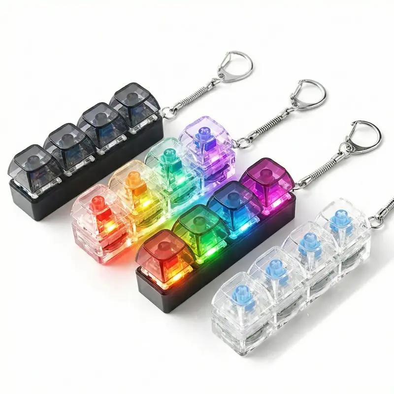 4/9-Button Fingertip Keyboard Keychain With Lights Rgb Keyboard Fidget Toy  For Stress Relief Decompression Calming Accessories