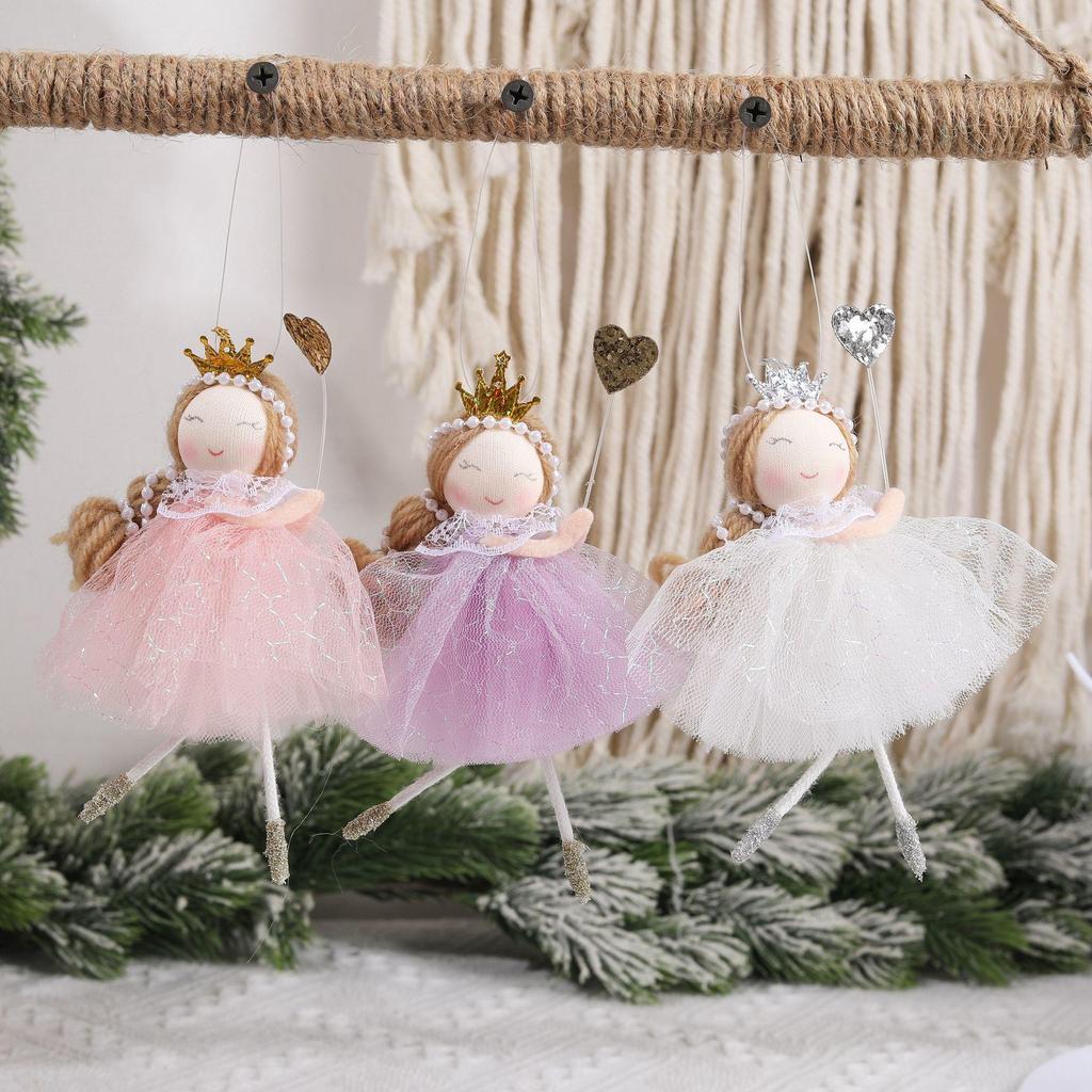 Heart-Crowned Angel Ornament: Cute Fairy Tale Christmas Tree Decoration