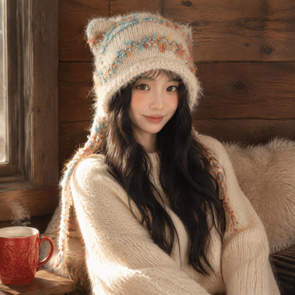 Warm Knitted Cap Ear Protection Beanie Hats Cute Winter Hat  Winter