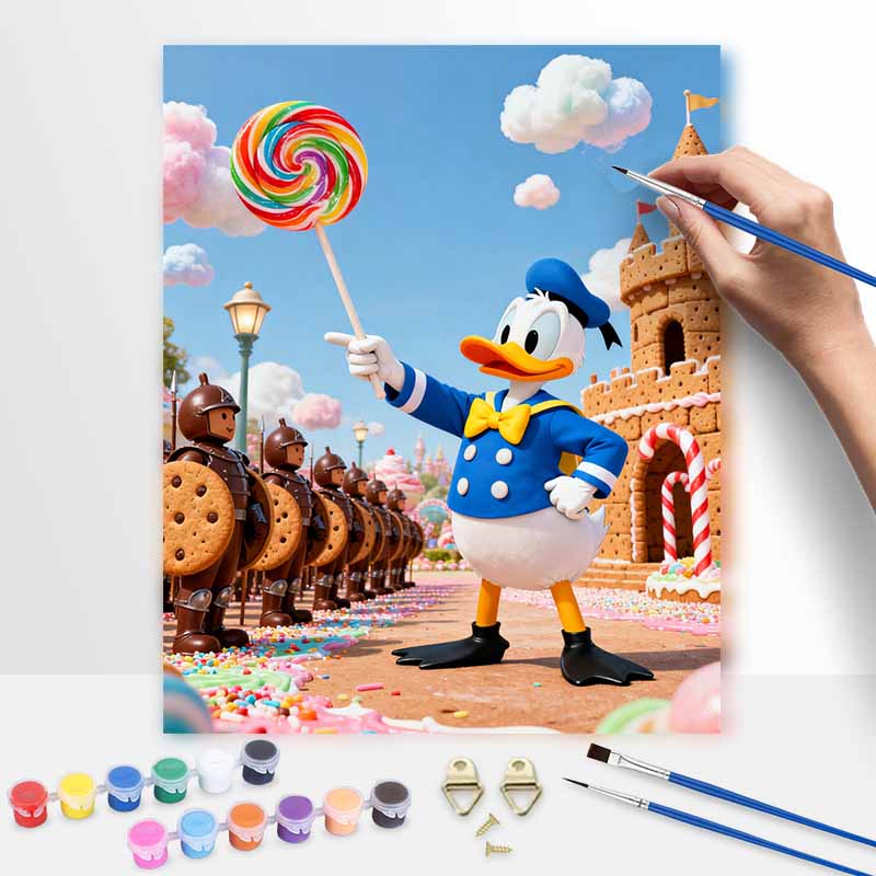 Disney Donald Duck Candy Castle Digital Oil Painting Art Kit Handmade Coloring Painting Home Decor