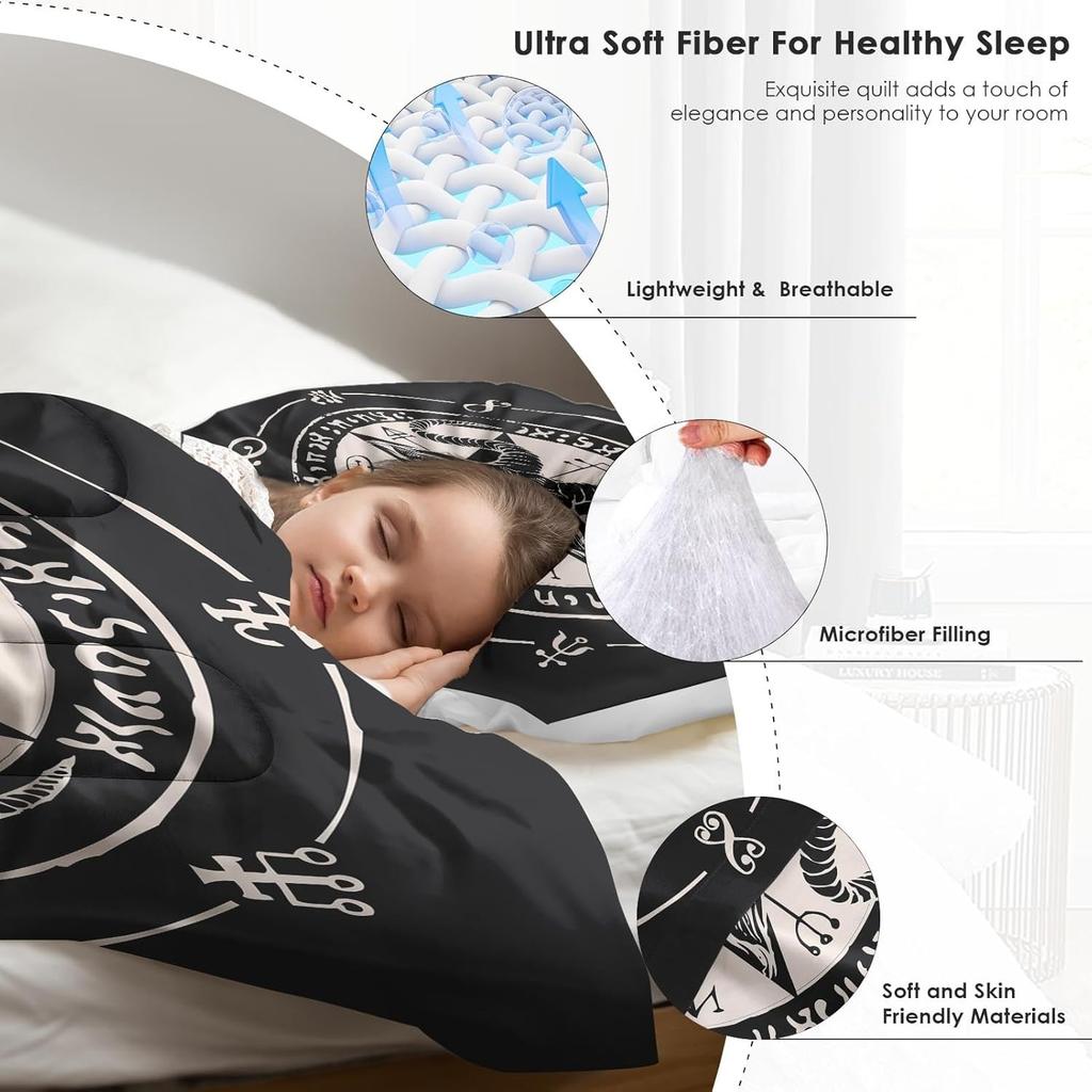 3D Anime Bedding Set Evil-Satan Demon Skull Printed Duvet Cover Set With Pillowcase Bedspread Boy Teens Adult Queen King Size