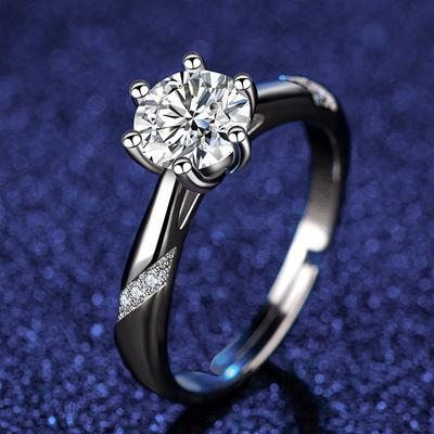 Crown Classic Six Claw Opening Ring Diamond Wedding Ring for Women