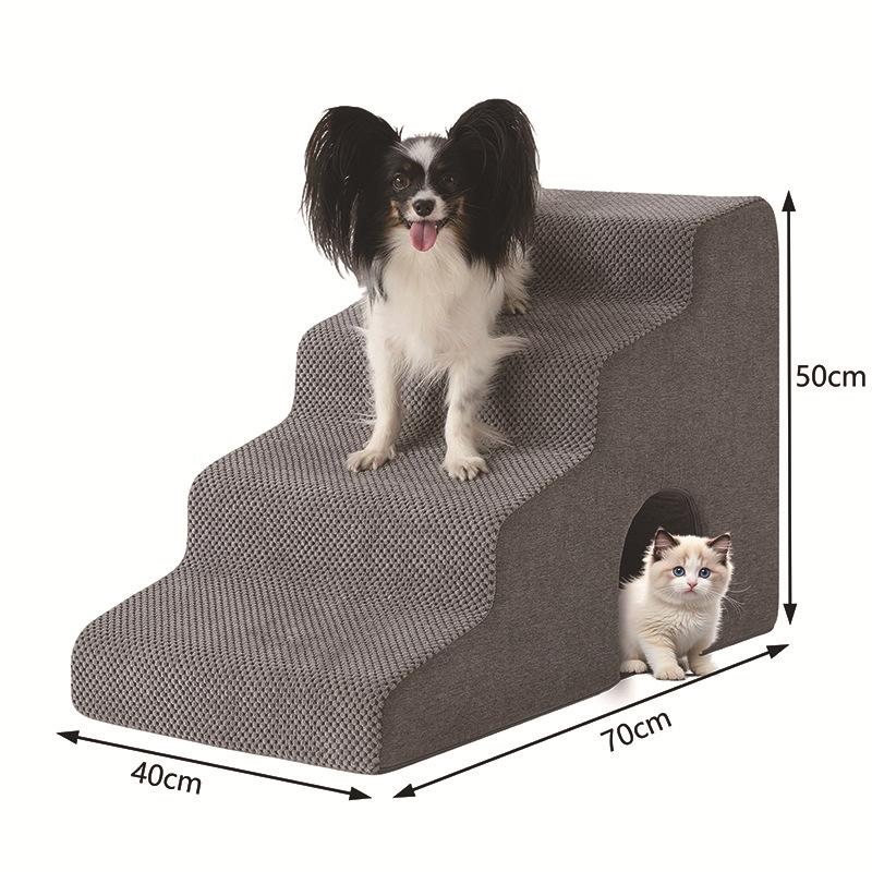 Foldable Pet Ramp Ladder for Small Medium Dogs Cats, Non-Slip Washable Steps for Sofa Bed Access with Multiple Tier Options