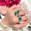 Mojito Green Water Drop Gemstone Ring, Rich Woman'S Happiness, Plated With 18K Gold, Para Luxury Flower Zircon Ring.