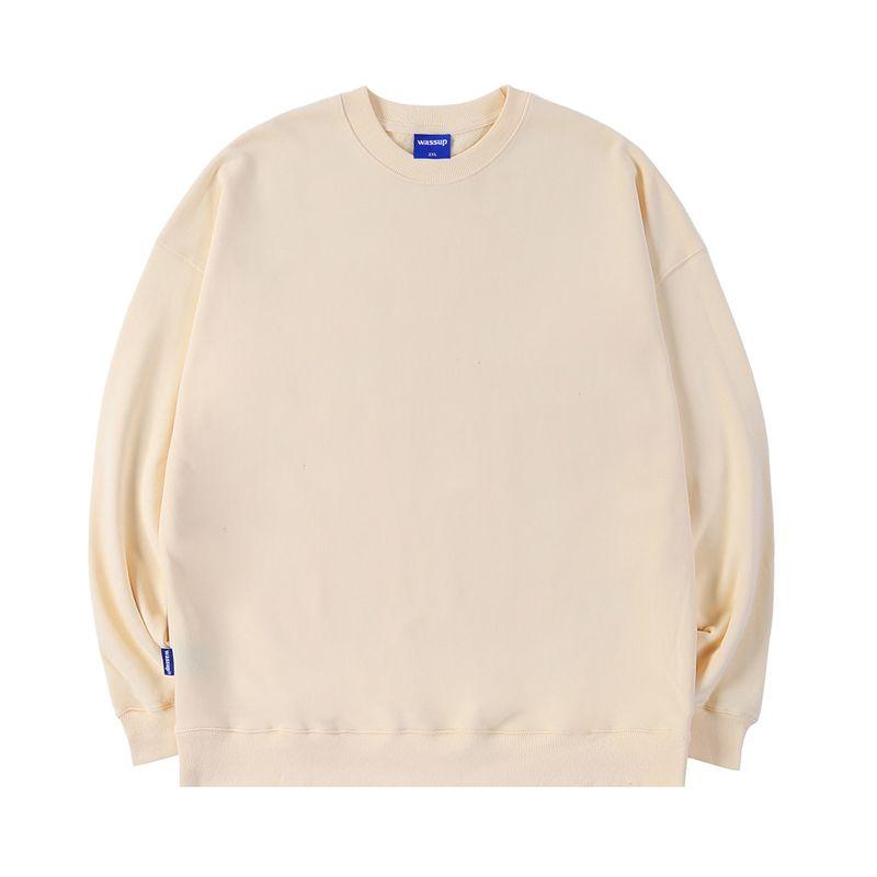 

Wassup Trendy American-Style Heavyweight Basic Solid Color Crewneck Sweatshirt for Men and Women, New Pullover Top for Early Autumn and Spring Apricot (Heavyweight Basic Model) M