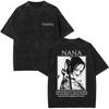 Anime Nana Osaki Vintage Washed T-shirts Grunge Black Stones Y2k Streetwear 90s Cartoon Oversized Short Sleeve T Shirt Unisex