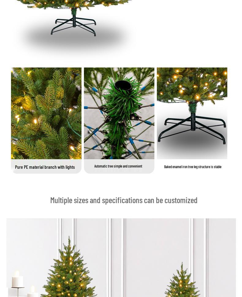 Lux Artificial Christmas Tree with Lights: Customizable PE Decorations & Dense Foliage