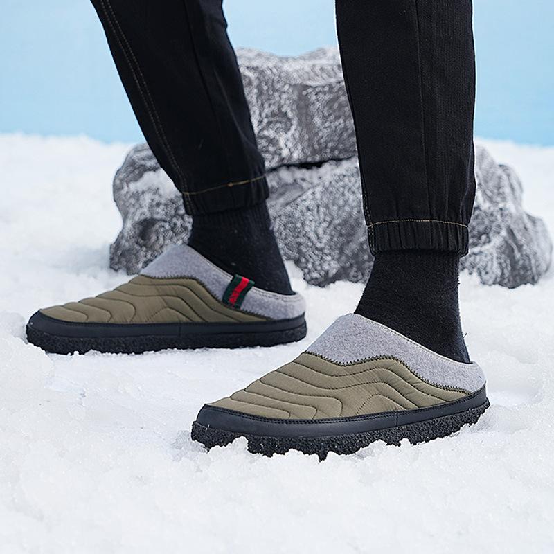 Winter Cotton Slippers for Men and Womens Casual Slip on Shoes Home Plush Clogs for Shoes Waterproof Anti-slip Winter Slippers