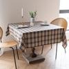 Christmas Plaid Tablecloth Square Mahjong Cover Cotton Linen Simple Table Decor