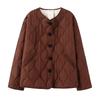 Womens Fall Casual Cotton Blend Jacket Solid Color Round Neck Long Sleeve Versatile Daily Outerwear