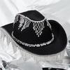 Vacation Cowboy Hats Shimmering Tassels Hand Beading Diamond for Club Carnivals