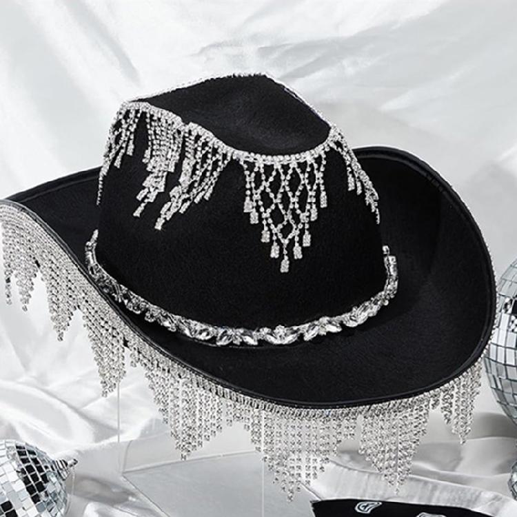 Vacation Cowboy Hats Shimmering Tassels Hand Beading Diamond for Club Carnivals
