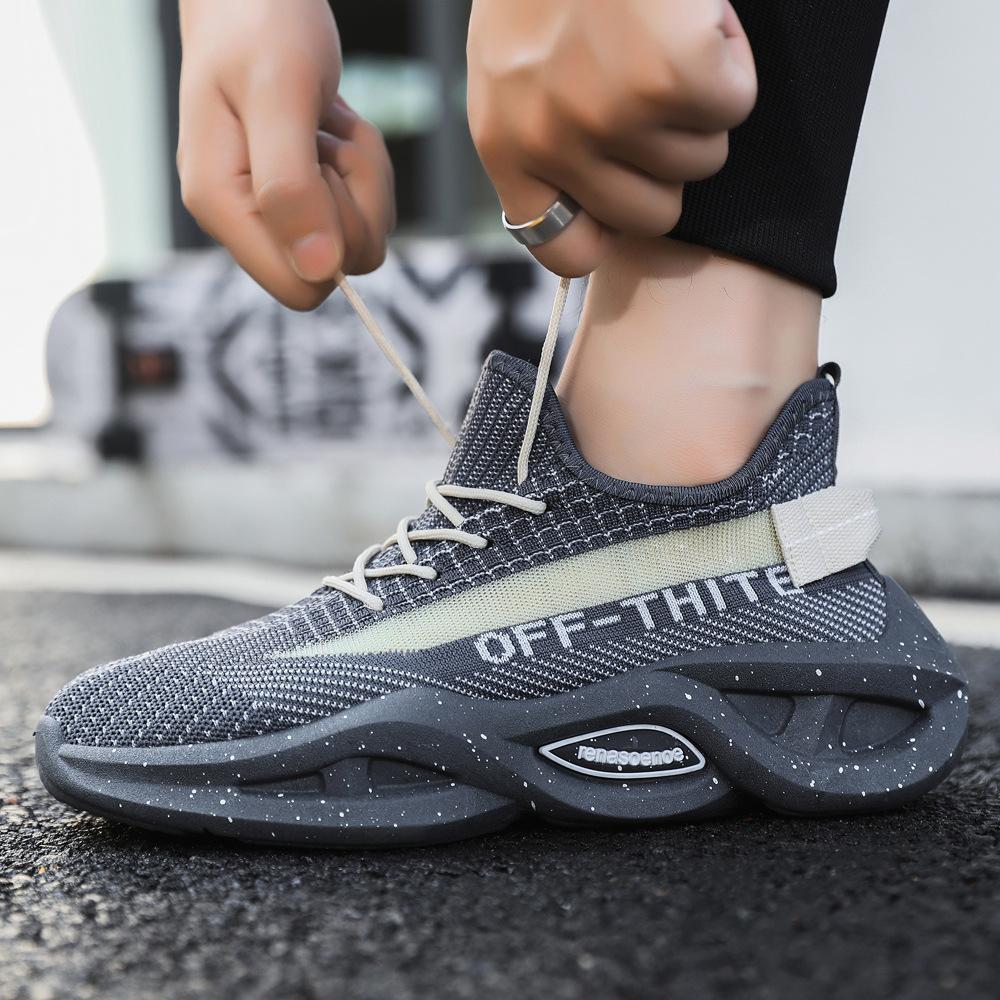 Męskie buty moda codzienne sportowe wiosna i jesień nowe męskie buty tkane na cholewce podwyższające męskie buty do biegania