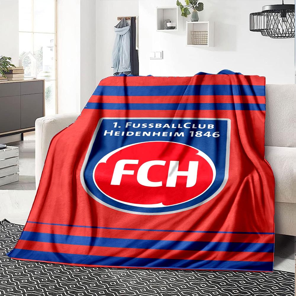 Heidenheim FC Print Flannel Blanket High Quality Warm Comfortable Cover for All Seasons Perfect for Gifts Home Decor