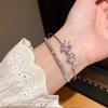 Butterfly Charm Double Layer Open Bracelet With Cubic Zirconia For Fashion Women