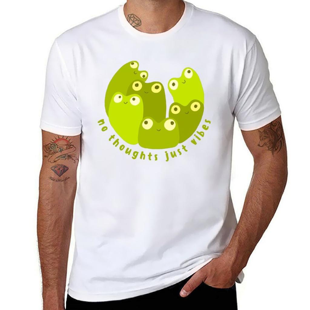 No Thoughts Just Vibes Frogs TShirt Comfort Stretch Tee Shirt