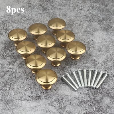 8pcs Golden Simple Cabinet Drawer Single Hole Pull Handle, Cabinet Wardrobe Door Round Furniture Small Handle
