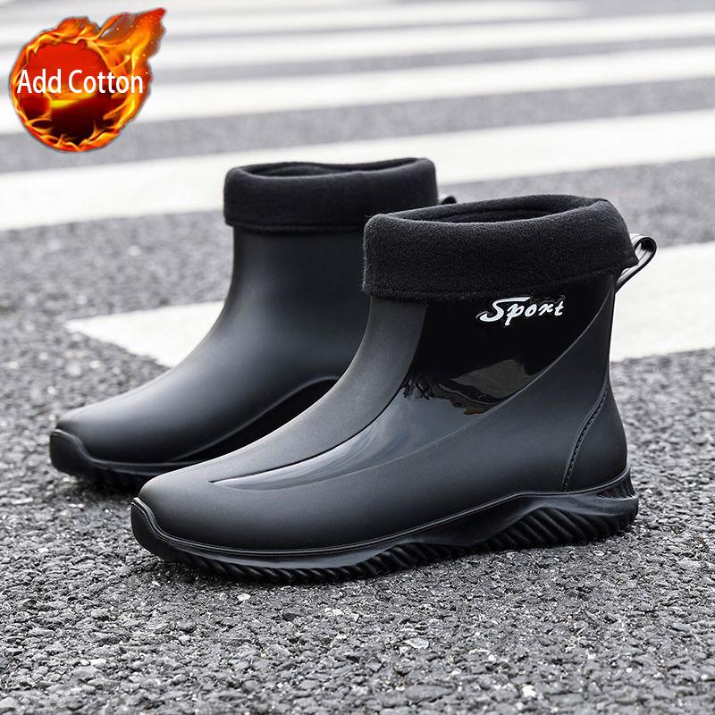Silicone Male Shoes Wear to Work Soft Gumboots Teenagers Wellies Plastic Waterproof Resistant Wear-resistant Men's Rain Boots
