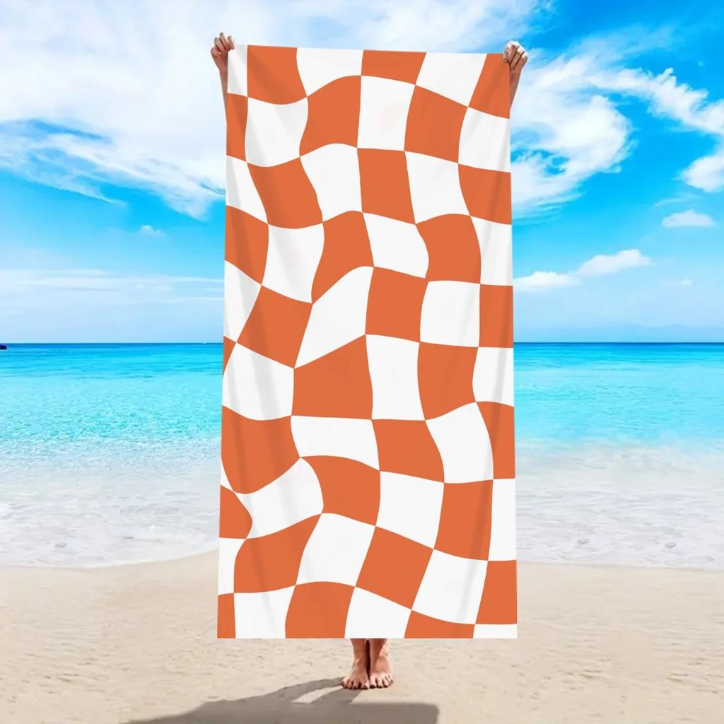 Large Beach Towel For Women Men Wavy Plaid Bath Towel Oversized Quick Dry Sand Free Swimming Pool Travel Shower Blanket