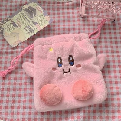 Bolsas de Armazenamento Kirby Estrela Rosa Fofa Brinquedo de Pelúcia Bolsa Cosmética Bolso Portátil com Cordão de Puxar Alta Capacidade Desenho Animado Kirby Porta-Moedas Presentes