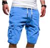 Herren Shorts Casual Einfarbig Elastische Taille Kordelzug Multi Pocket Design Outdoor Mittelhose Gerade Hose