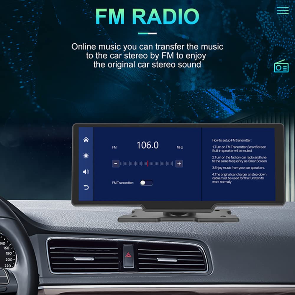 Eaglerich Navigație Car Audio Wireless Carplay Android Auto Ecran tactil de 10 inchi Player Multimedia pentru mașină Difuzor și Bluetooth5.0/Mirror Link/FM/TF/AUX