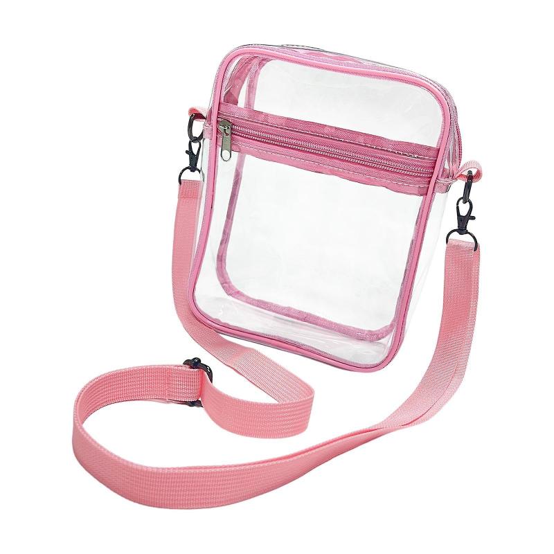 Clear Crossbody Bag Clear Purse Bag for Travel Outdoor Sports Events Pink Large