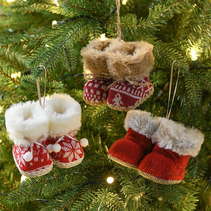 New Christmas Creative Small Ornament Red Fabric Christmas Boot Decoration Christmas Tree Ornament