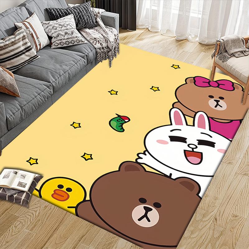 LINE FRIENDS Playful Square Area Rug, Non-Slip Floor Mat for Home Decor, Perfect Gift for LINE FRIENDS Fans.chl