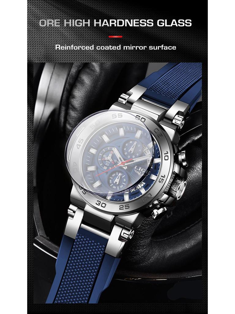 LIGE Men's Multifunctional Waterproof Quartz Chronograph Watch