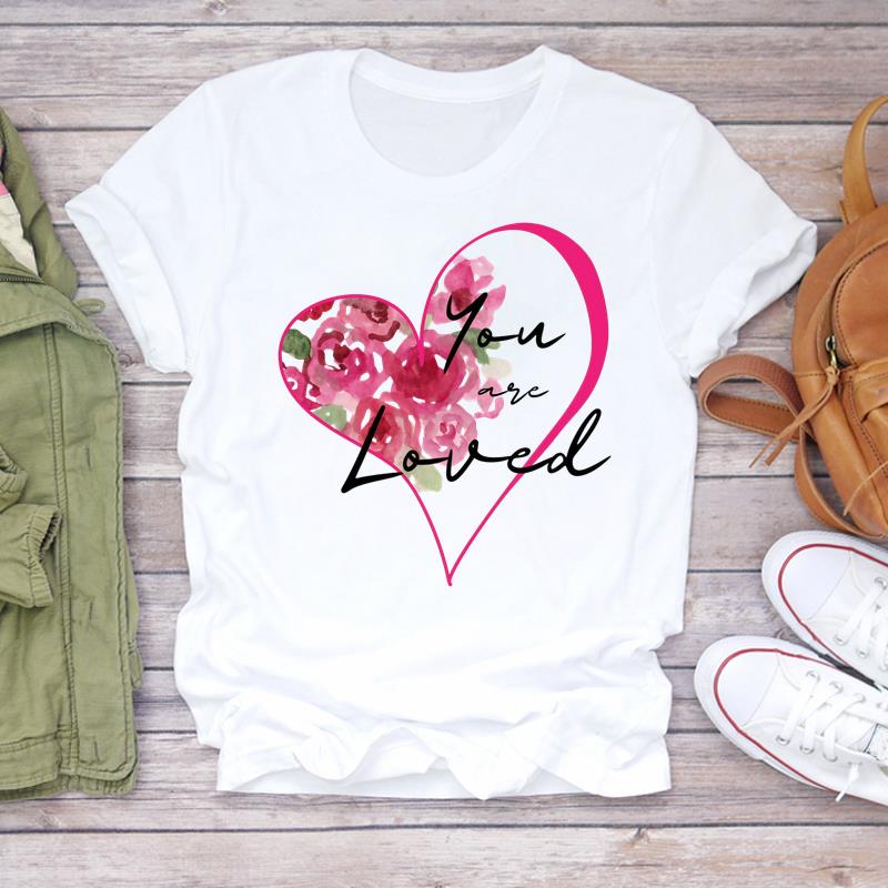 (Asian Size) style flower T Shirt Lady Female Top Short Sleeve T-shirts Casual Printed Clothing Women Fashion Graphic Tee