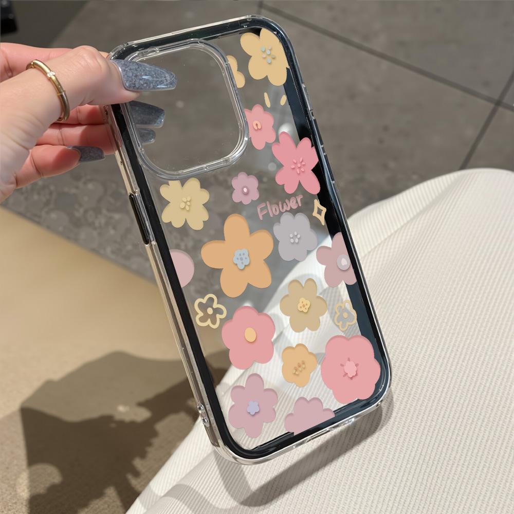 Creative small fresh flowers for iPhone17 Pro Max 2-in-1 mobile phone protective case 15/16 simple