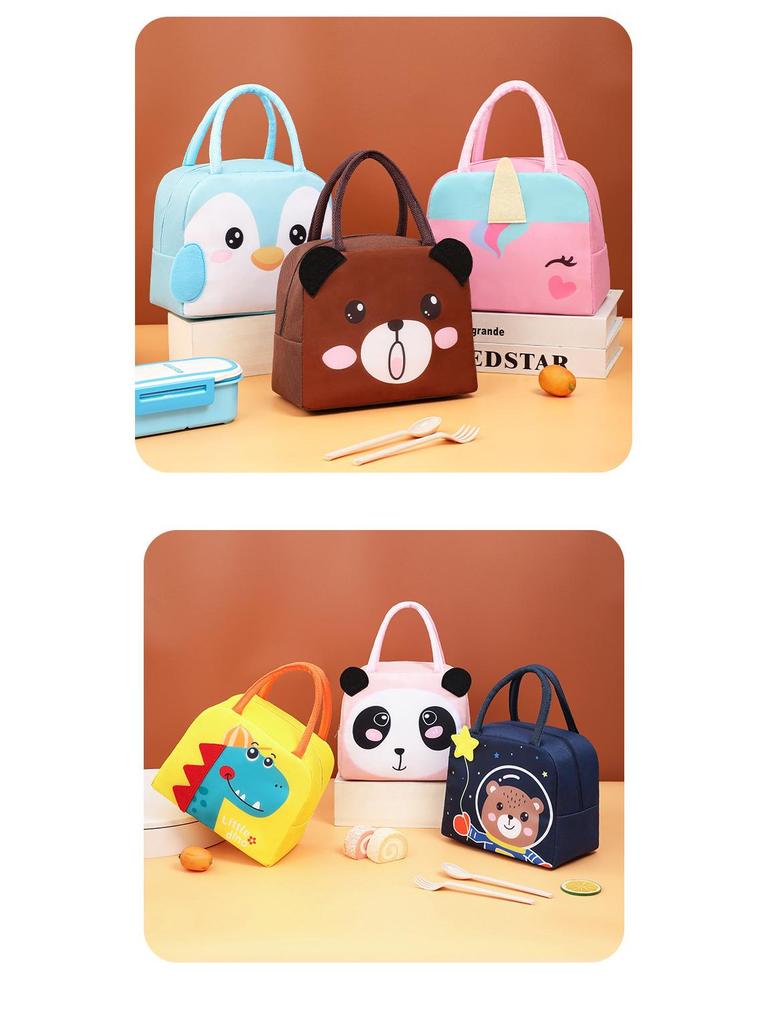 3D Cartoon Thermal Bento Bag - Insulated Lunch Box with Aluminum Foil Lining