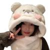 Fluffy Ear Protection Hat Warm Velvet Bucket Hat Cute Plush Bear Hat  Women