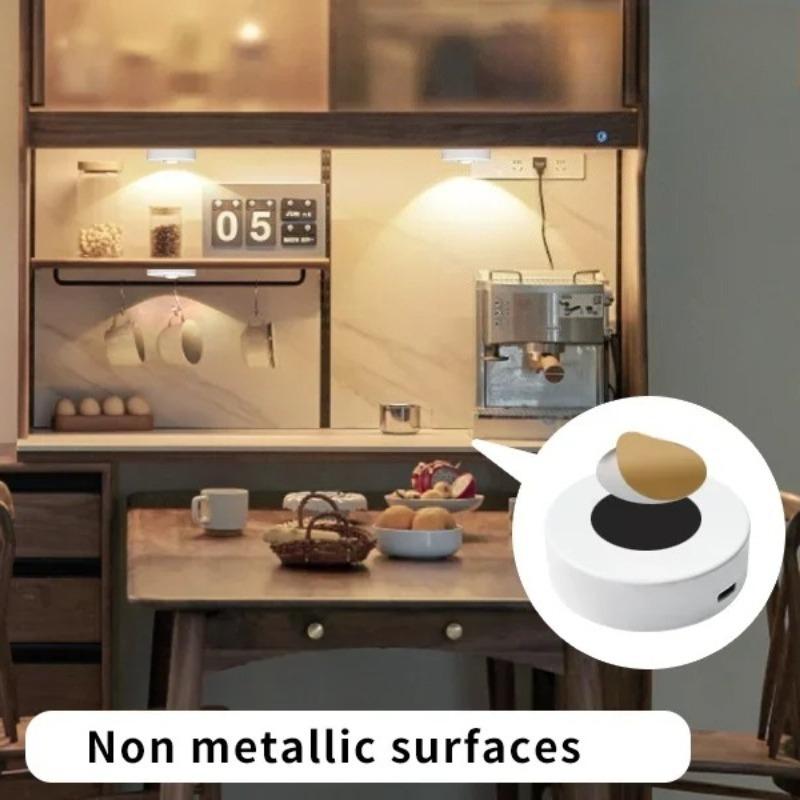 RGB LED Cabinet Light Magnetic Rechargeable Spotlight Remote Control Dimmable Wardrobe Display Case Lamp Type-C Charging