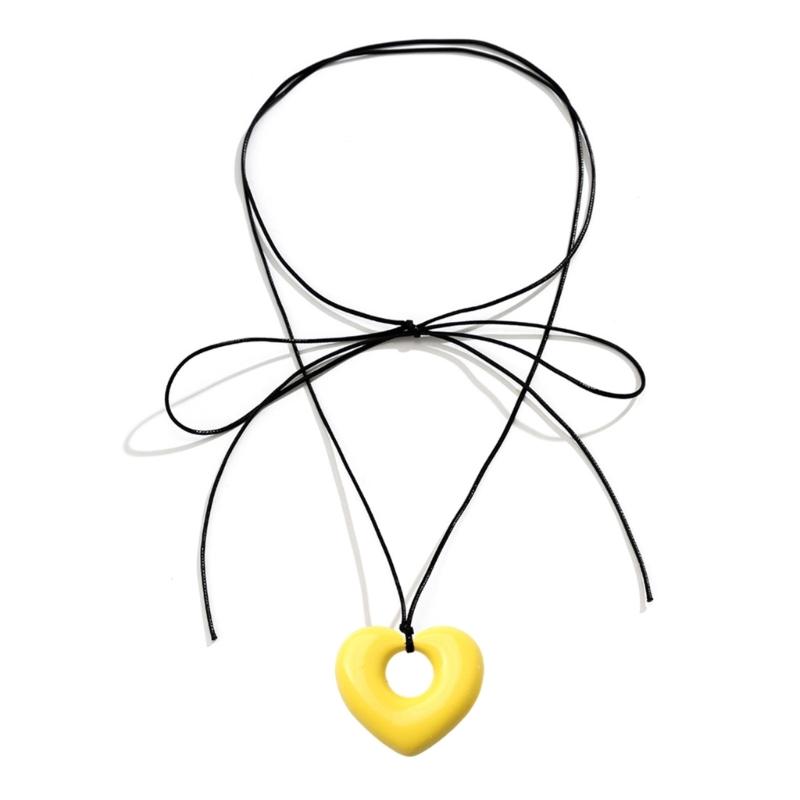 Hollow Love Necklace Female Temperament Niche Collarbone Chain Student Adjustable Chain Multicolor Heart Jewelry жёлтый