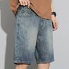 Summer denim shorts men's thin medium pants casual tooling shorts loose straight men's washed five-point jeans