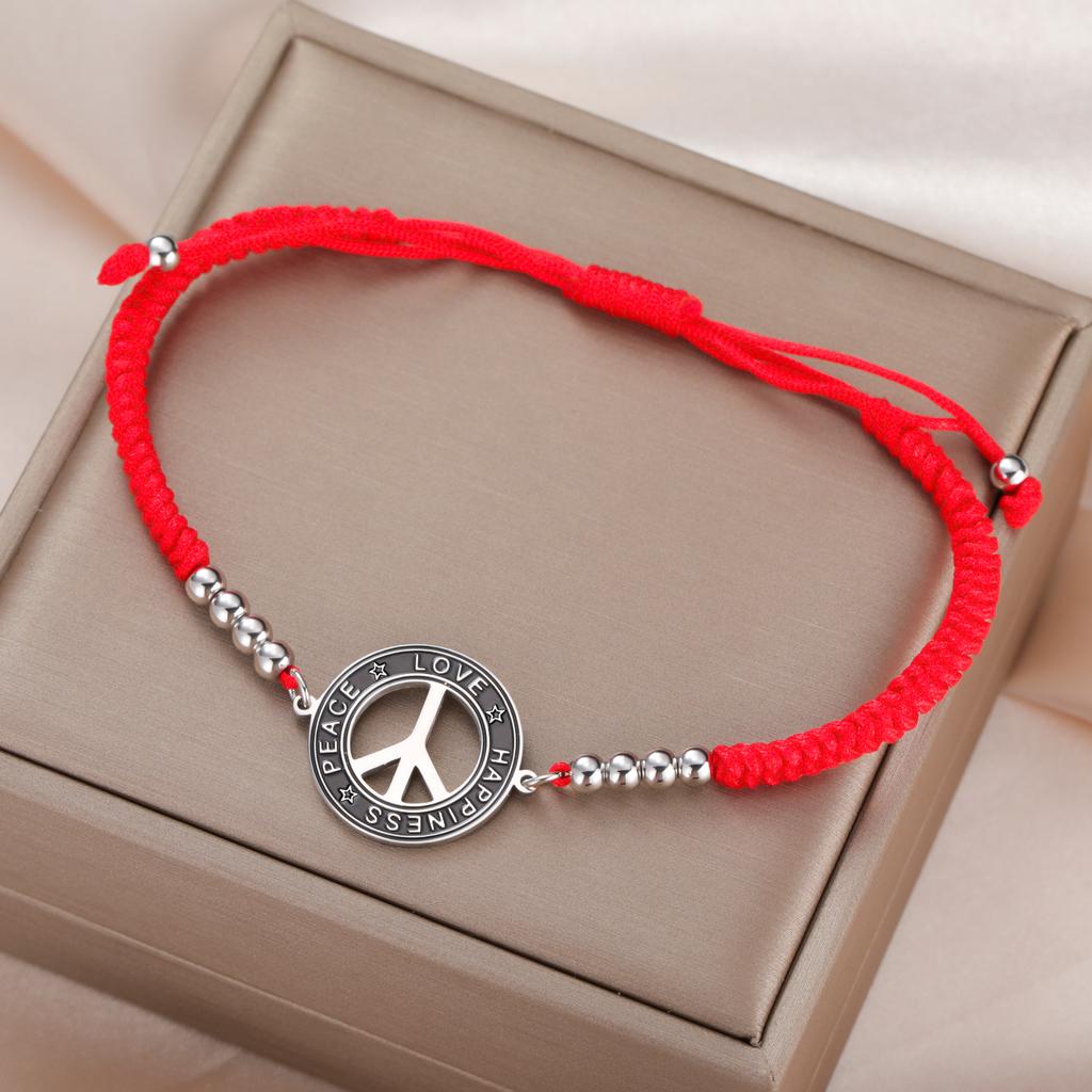 LIKGREAT Peace Sign Bracelet for Women Men Stainless Steel Bracelets Happiness Peace Love Amulet Spiritual Jewelry ChristmasGift
