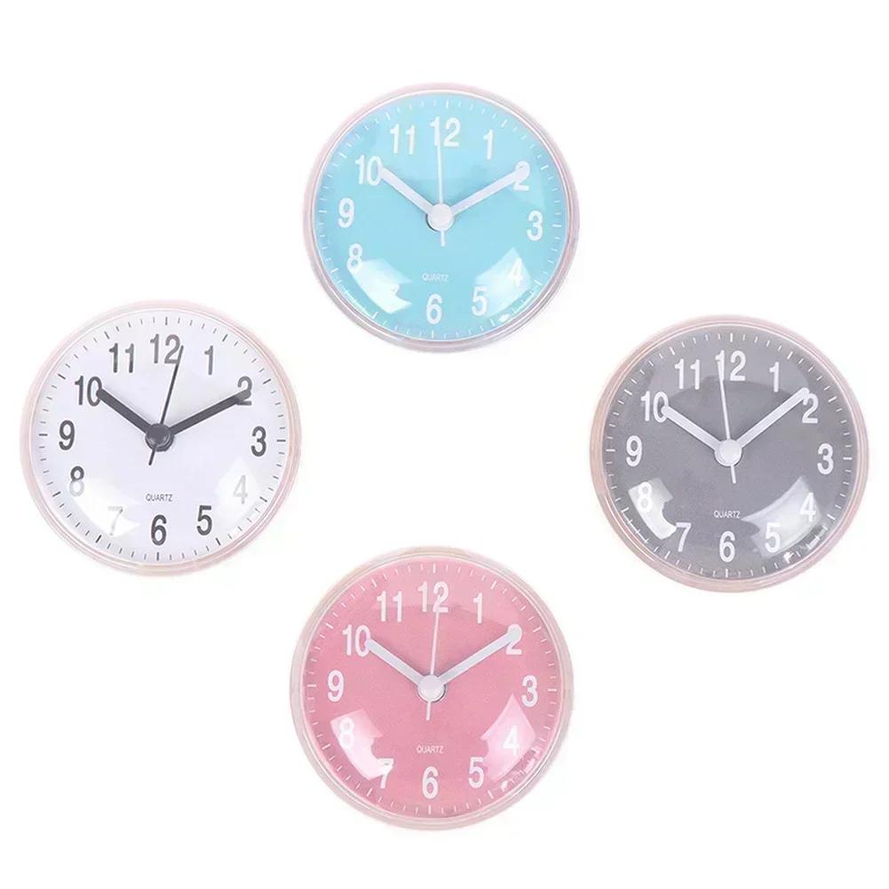 Quartz Wall Clock 7CM Mini Size with Suction Cup Mount Waterproof Anti Fog for Bathroom Kitchen Desk with Clear Numeric Display