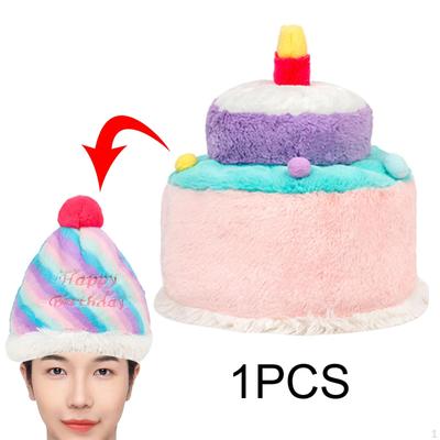 Celebration Cake Cap Reversible Festive Headwear Novel Soft Plushie for All Ages