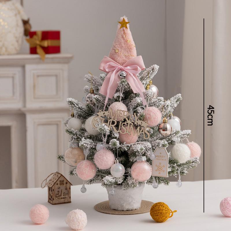 35/45/60Cm Diy Christmas Tree With Led Lights Desktop Ornaments Handmade Artificial Xmas Tree New Year Gift Home Office Decor
