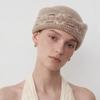 Fair Isle Pattern Stewardess Beret Hat Faux Fur Trim Teardrop Hat New Pillbox Hat  For Women