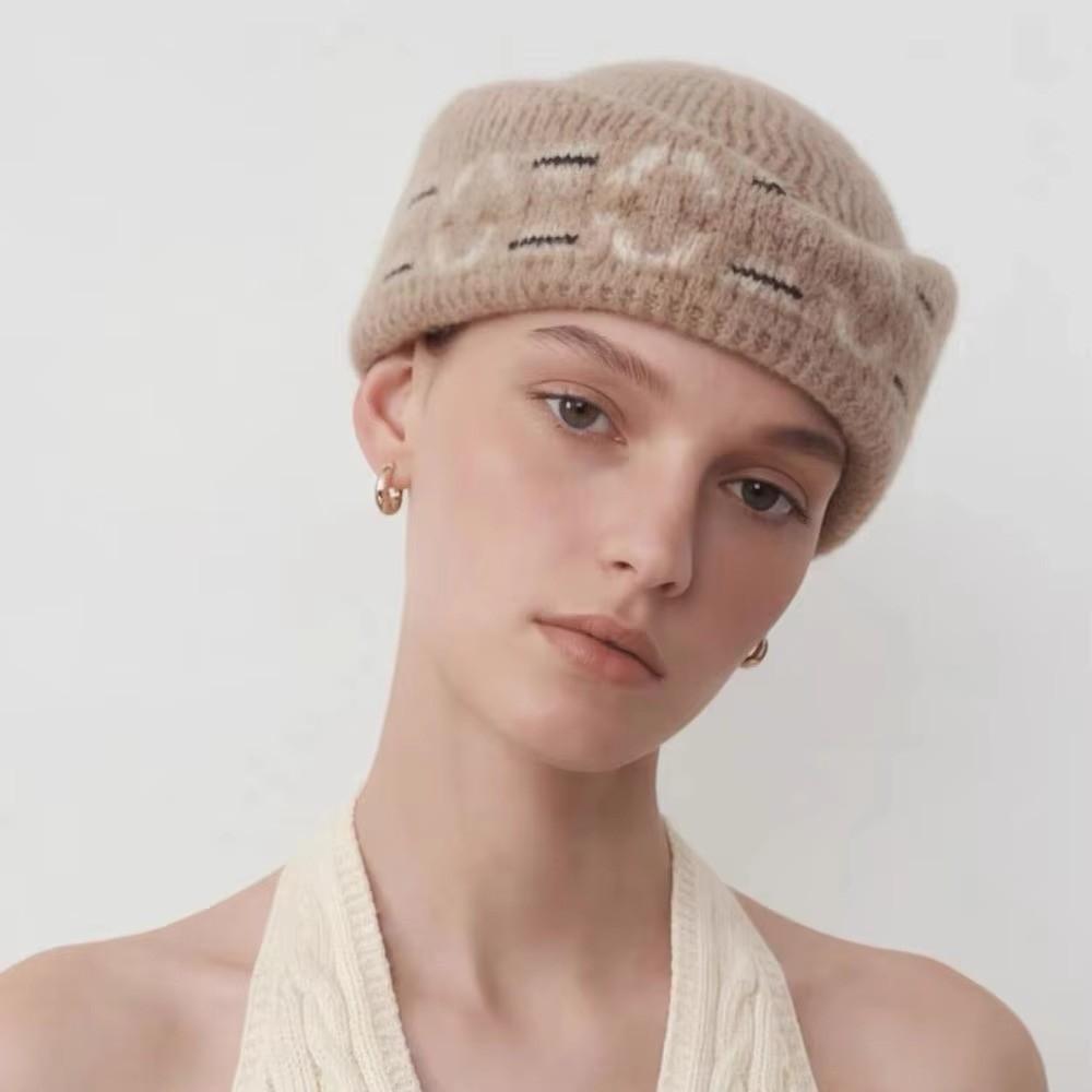 Fair Isle Pattern Stewardess Beret Hat Faux Fur Trim Teardrop Hat New Pillbox Hat For Women