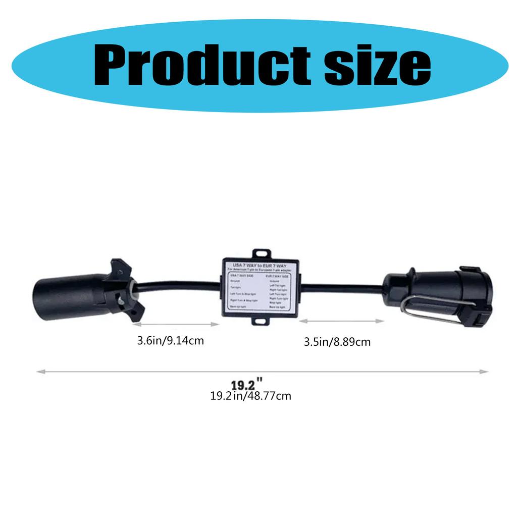 US Vehicle 7Pin Blade Socket to EU 7Pin Converter Trailer Light to EU Trailer Light Converter Easy Installation