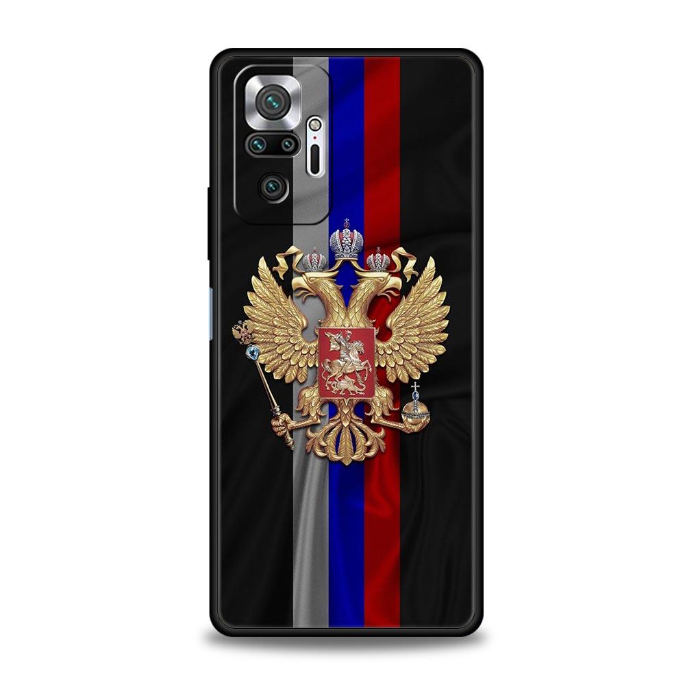 Silicone Phone Case For Xiaomi Redmi Note 12 10 11 9 8 Pro Plus 9S 7 8T 9T 9A 8A 9C K40 Gaming Cover Russia Russian Flags Emblem